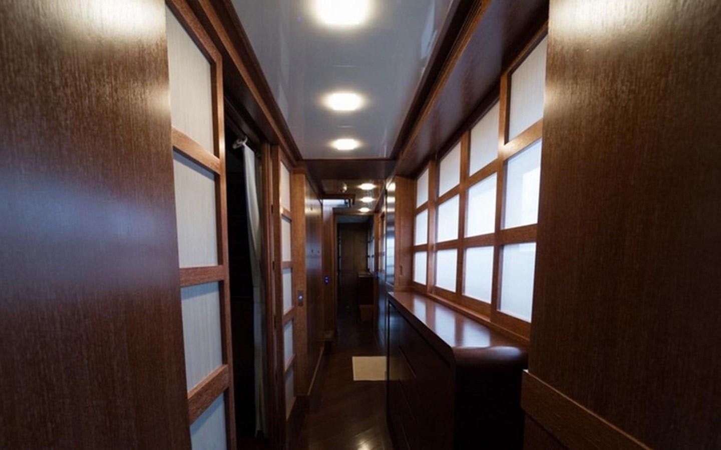 a hallway with doors aboard ZOO Yacht for Sale