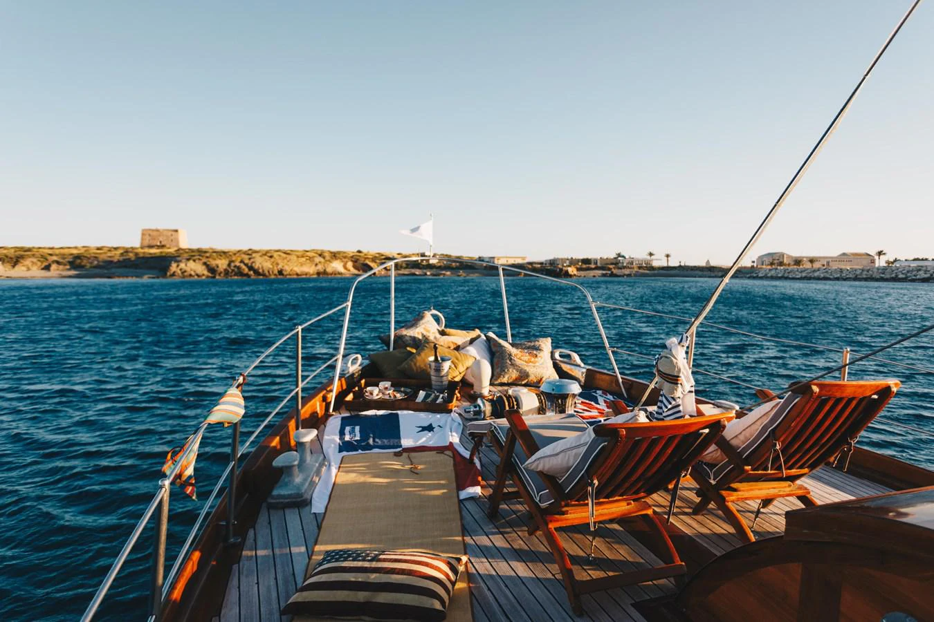 a boat with chairs on it aboard SILVER CAVALIER Yacht for Sale