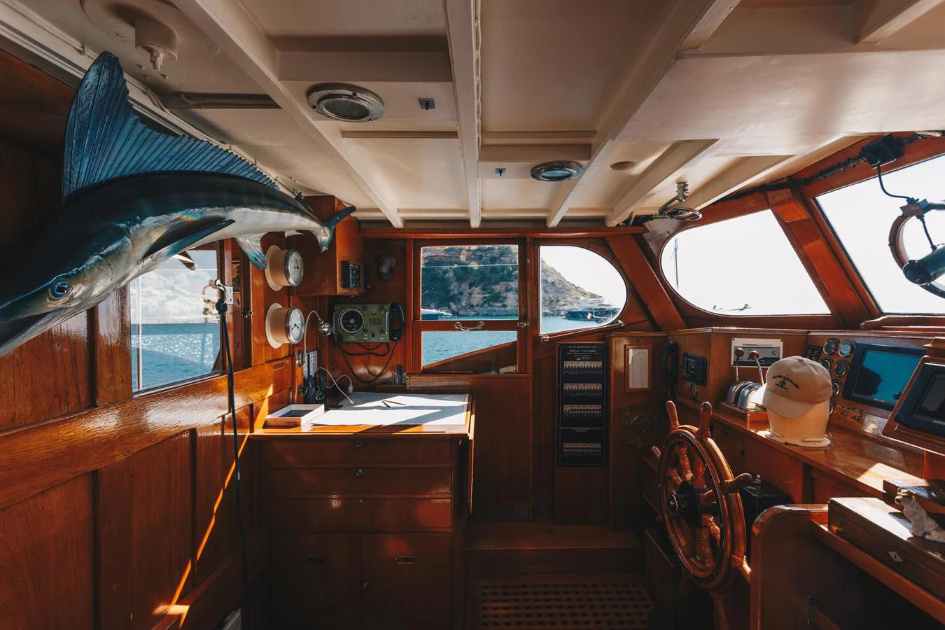 inside of a wooden cabin aboard SILVER CAVALIER Yacht for Sale