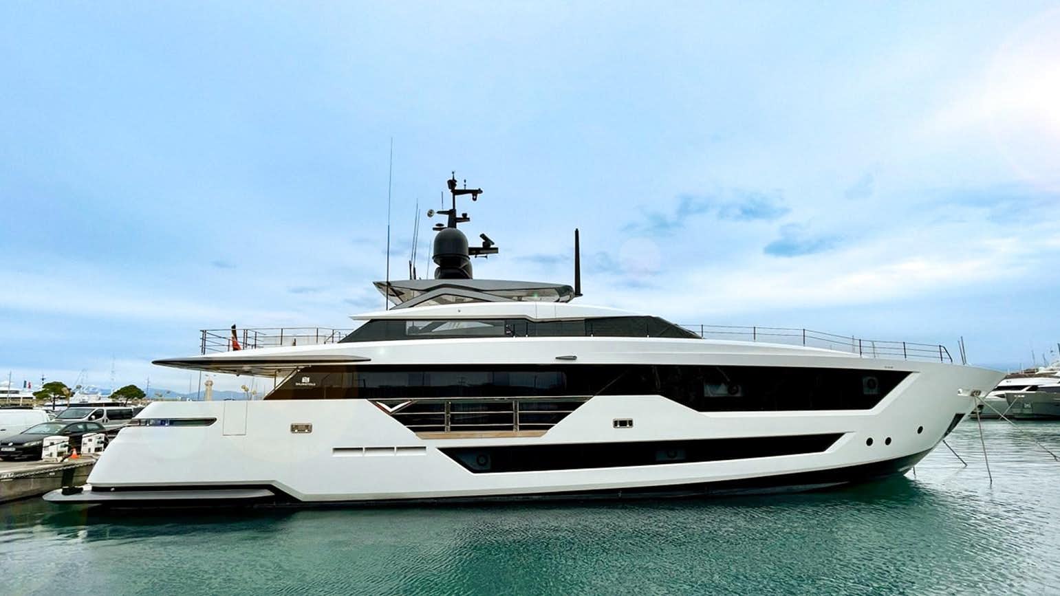 a large white yacht aboard AMORES Yacht for Sale