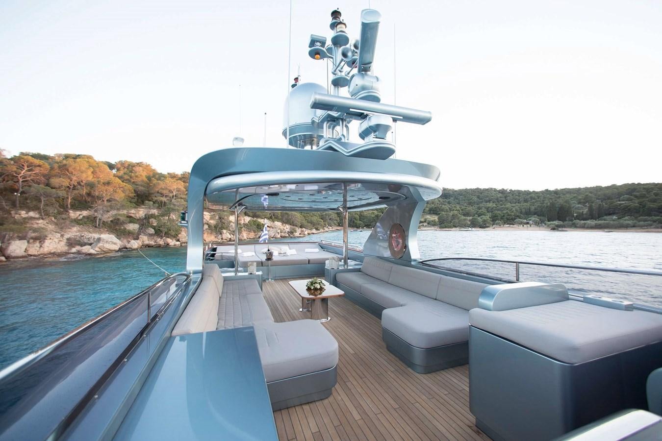 a boat on a deck aboard PRINCESS L Yacht for Sale