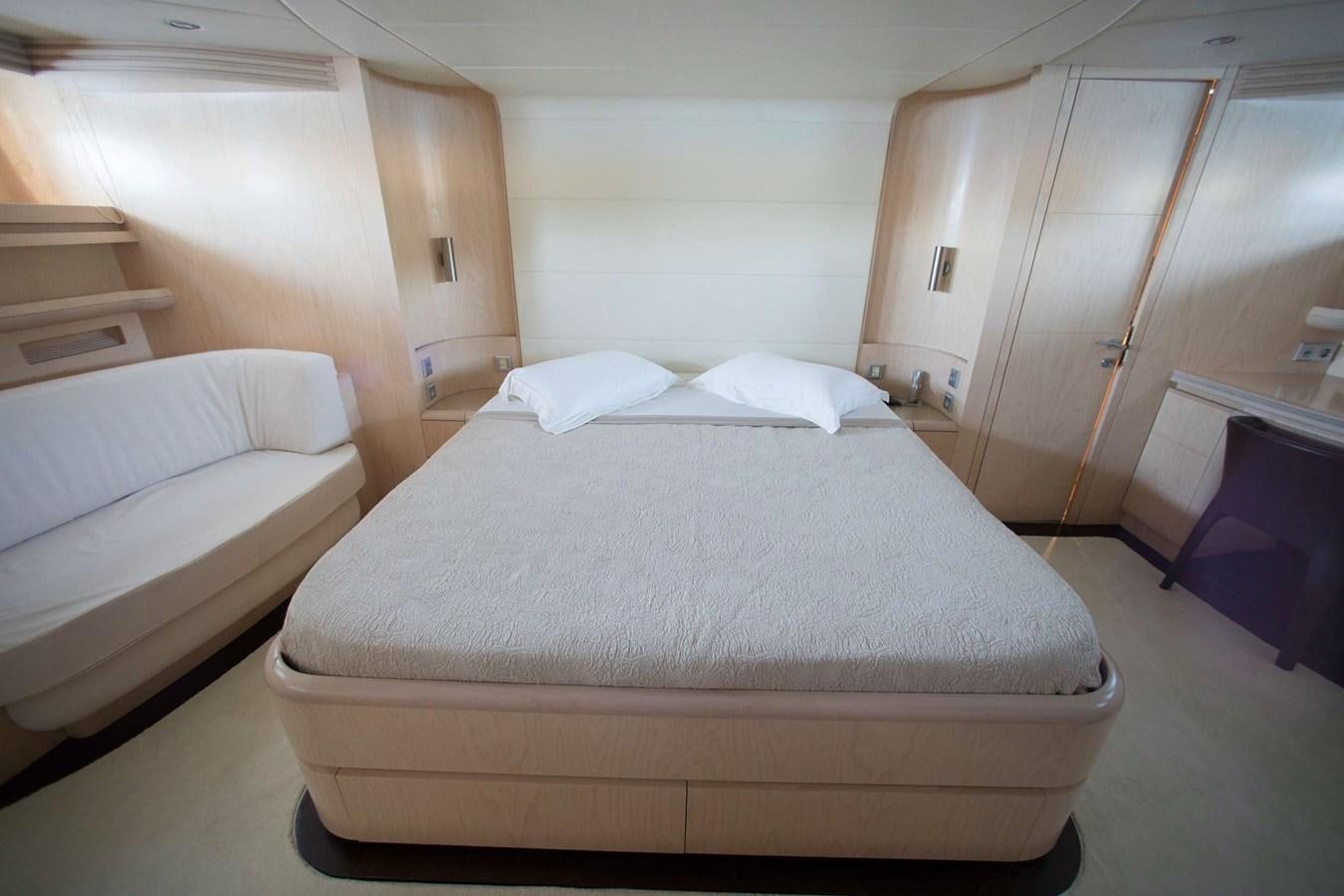 a room with a bed and a desk aboard PRINCESS L Yacht for Sale
