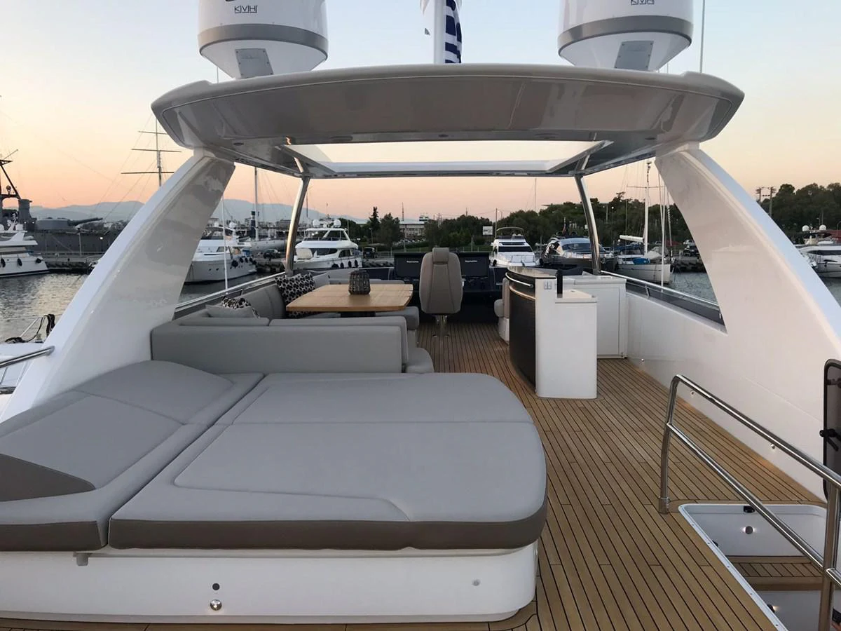 a boat on a deck aboard ANIKO Yacht for Sale
