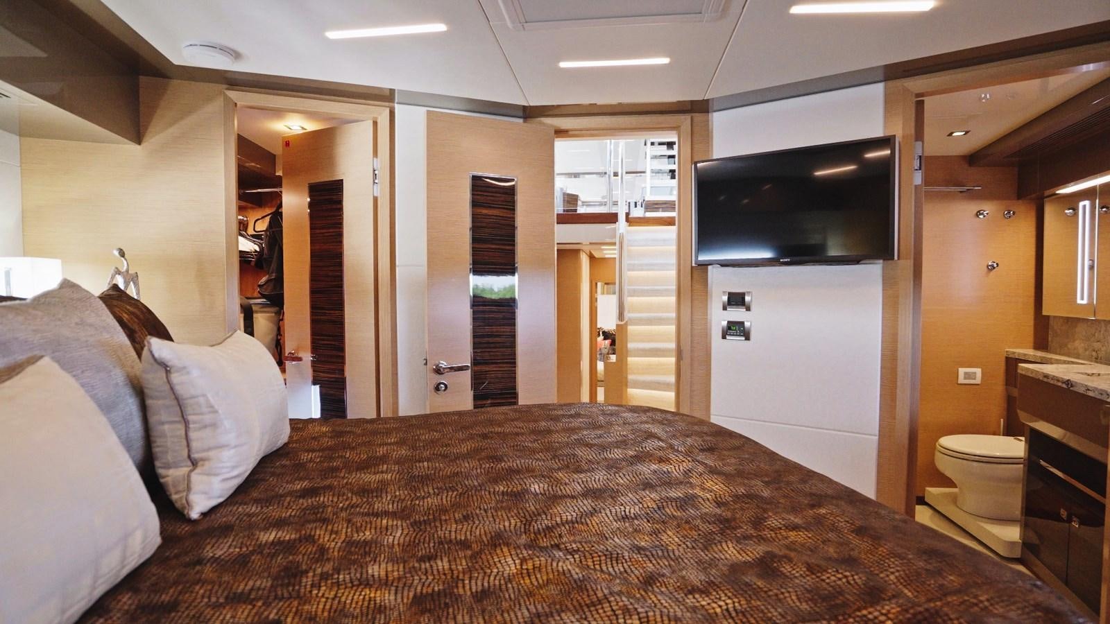 a large bed in a hotel room aboard PANACEA Yacht for Sale