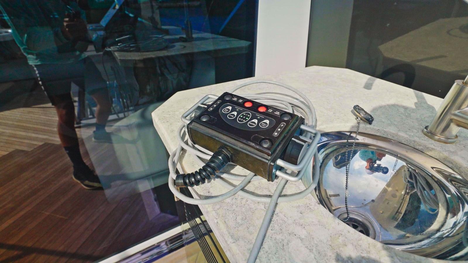 a drum set on a wood floor aboard PANACEA Yacht for Sale