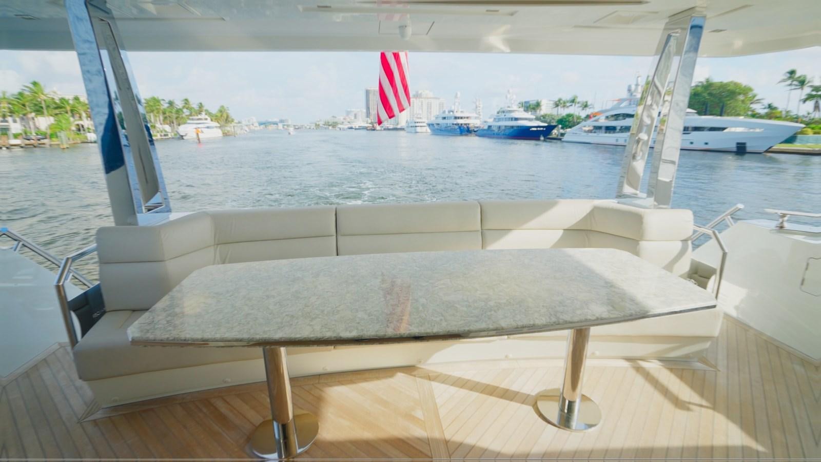 a couch on a boat dock aboard PANACEA Yacht for Sale