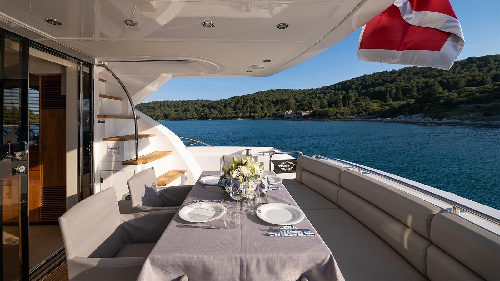 a table on a boat aboard CARDANO Yacht for Sale