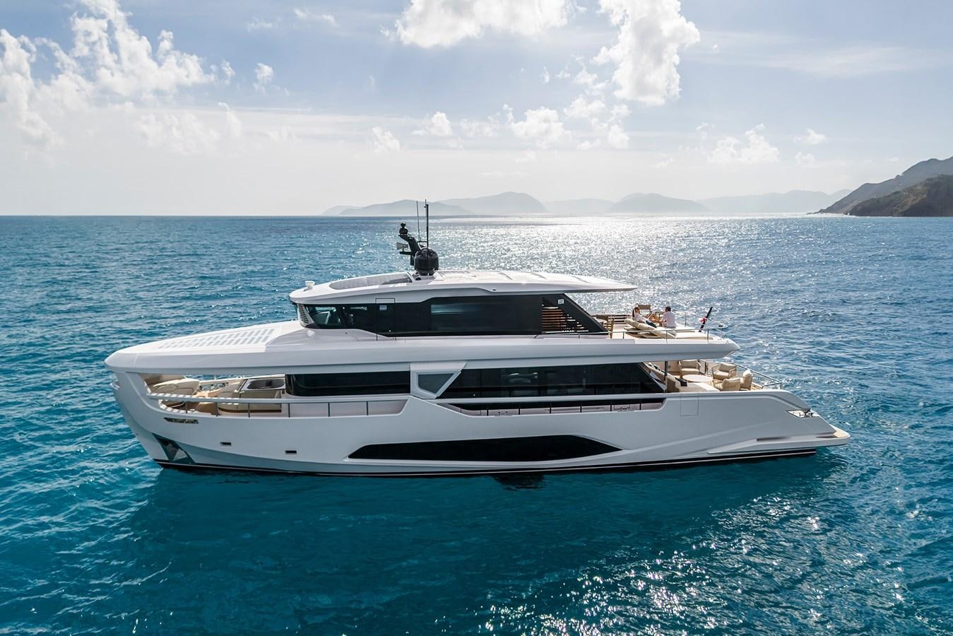 a white yacht in the water aboard FERRETTI  INFYNITO 90 Yacht for Sale