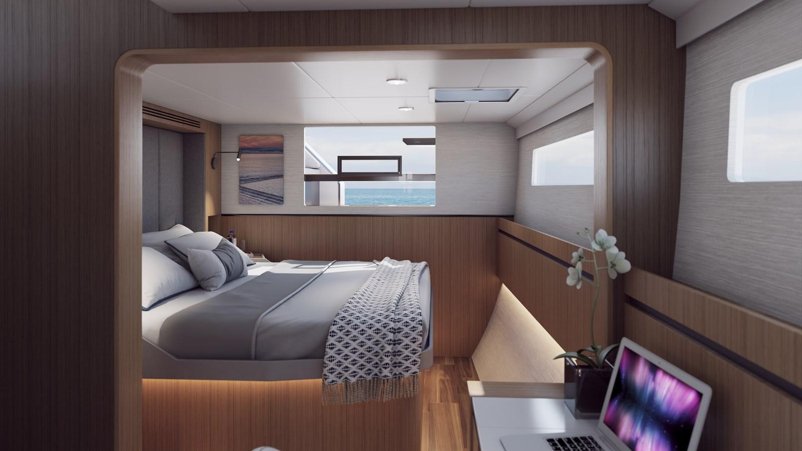 a room with a couch and a laptop aboard BALANCE 750 Yacht for Sale