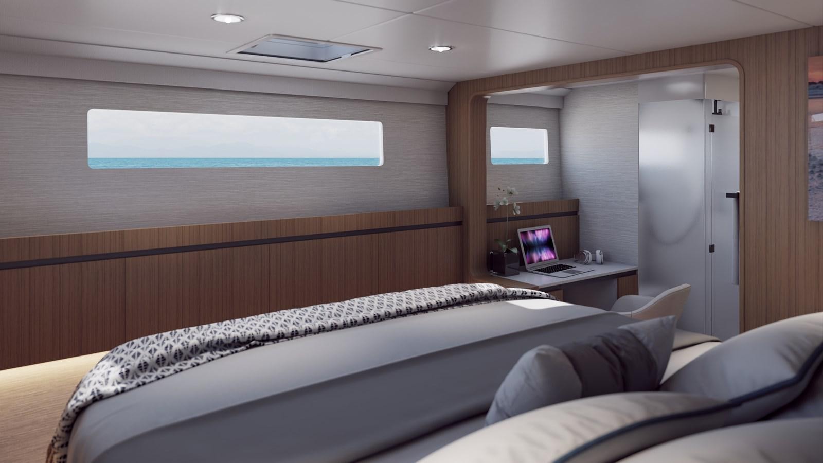 a room with a bed and a television aboard BALANCE 750 Yacht for Sale
