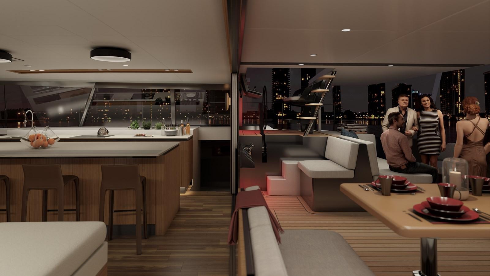 a group of people in a room aboard BALANCE 750 Yacht for Sale