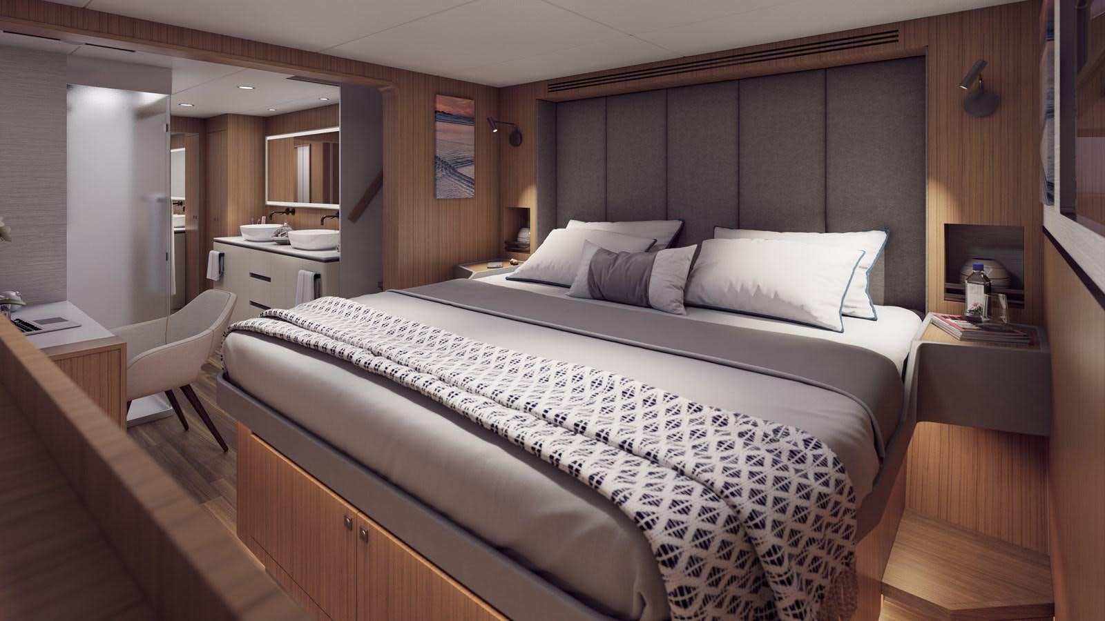 a bed in a room aboard BALANCE 750 Yacht for Sale