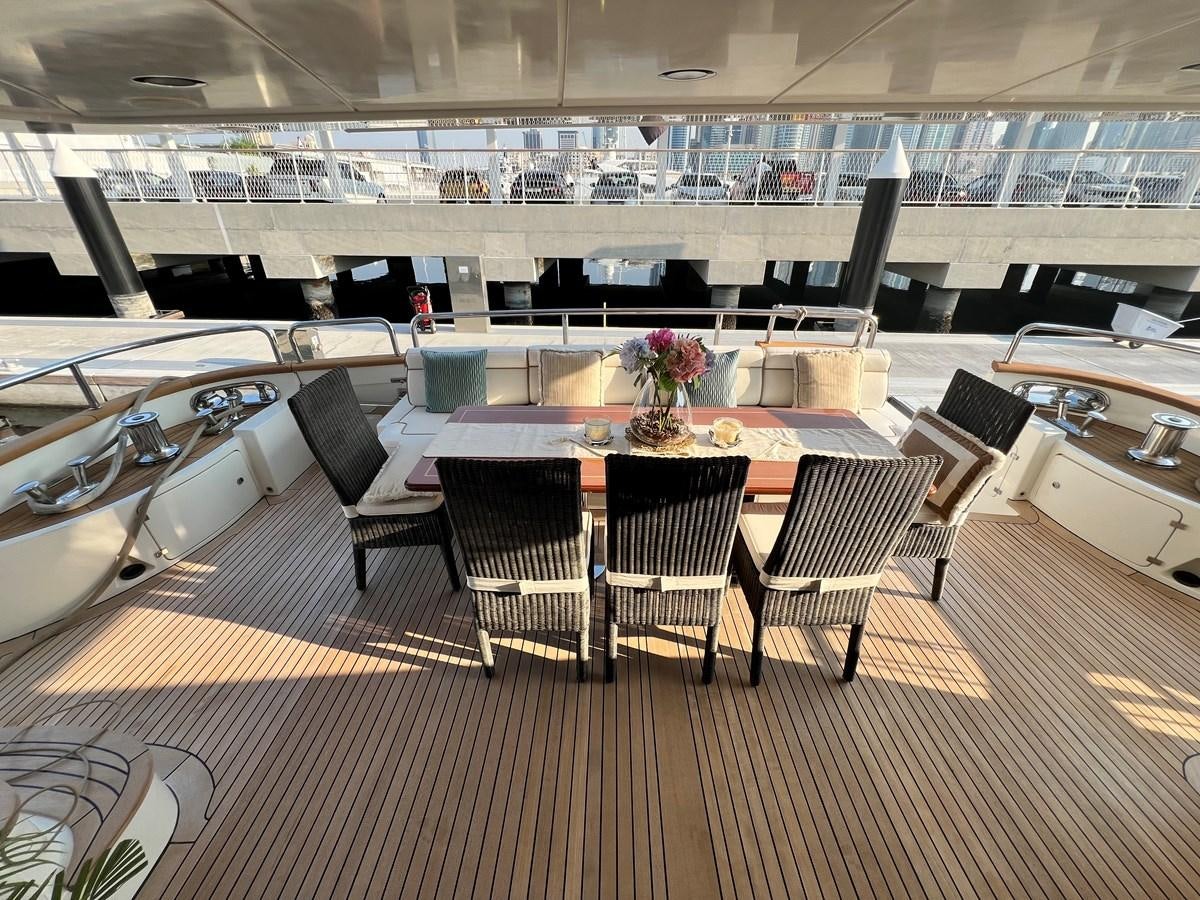 a large room with tables and chairs aboard 2009 BENETTI 85 LEGEND Yacht for Sale