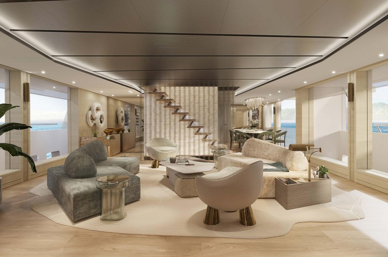 a room with a couch and a table aboard PROJECT SECRET Yacht for Sale