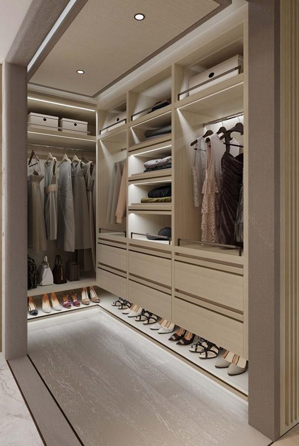 a large mirror in a clothing store aboard PROJECT SECRET Yacht for Sale