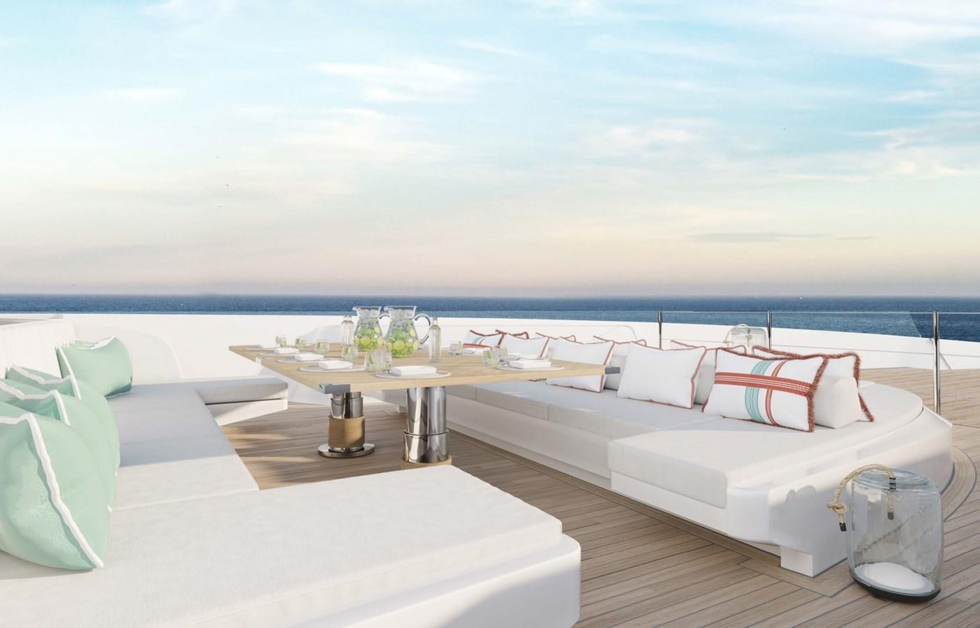 a bed on a balcony aboard PROJECT SECRET Yacht for Sale