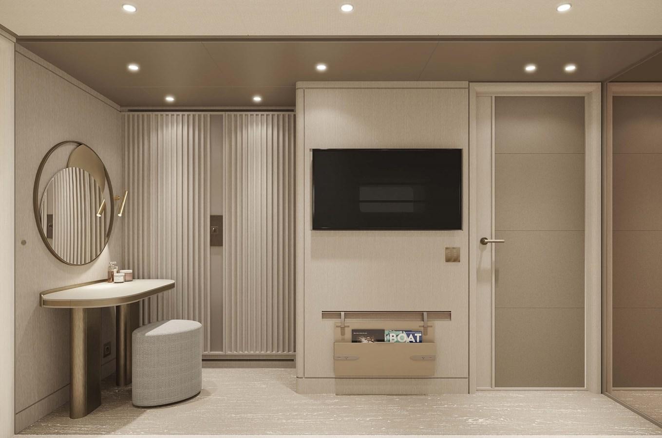 a room with a mirror and a sink aboard PROJECT SECRET Yacht for Sale