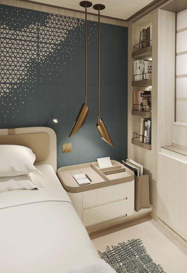 a bedroom with a mirror aboard PROJECT SECRET Yacht for Sale