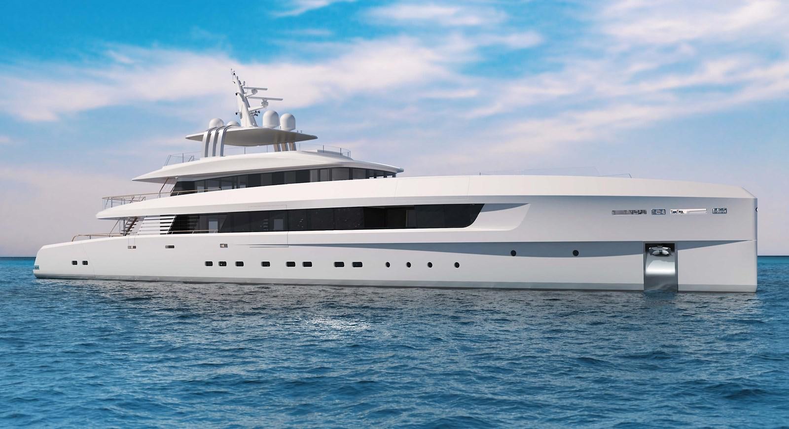 a white yacht in the water aboard PROJECT SECRET Yacht for Sale