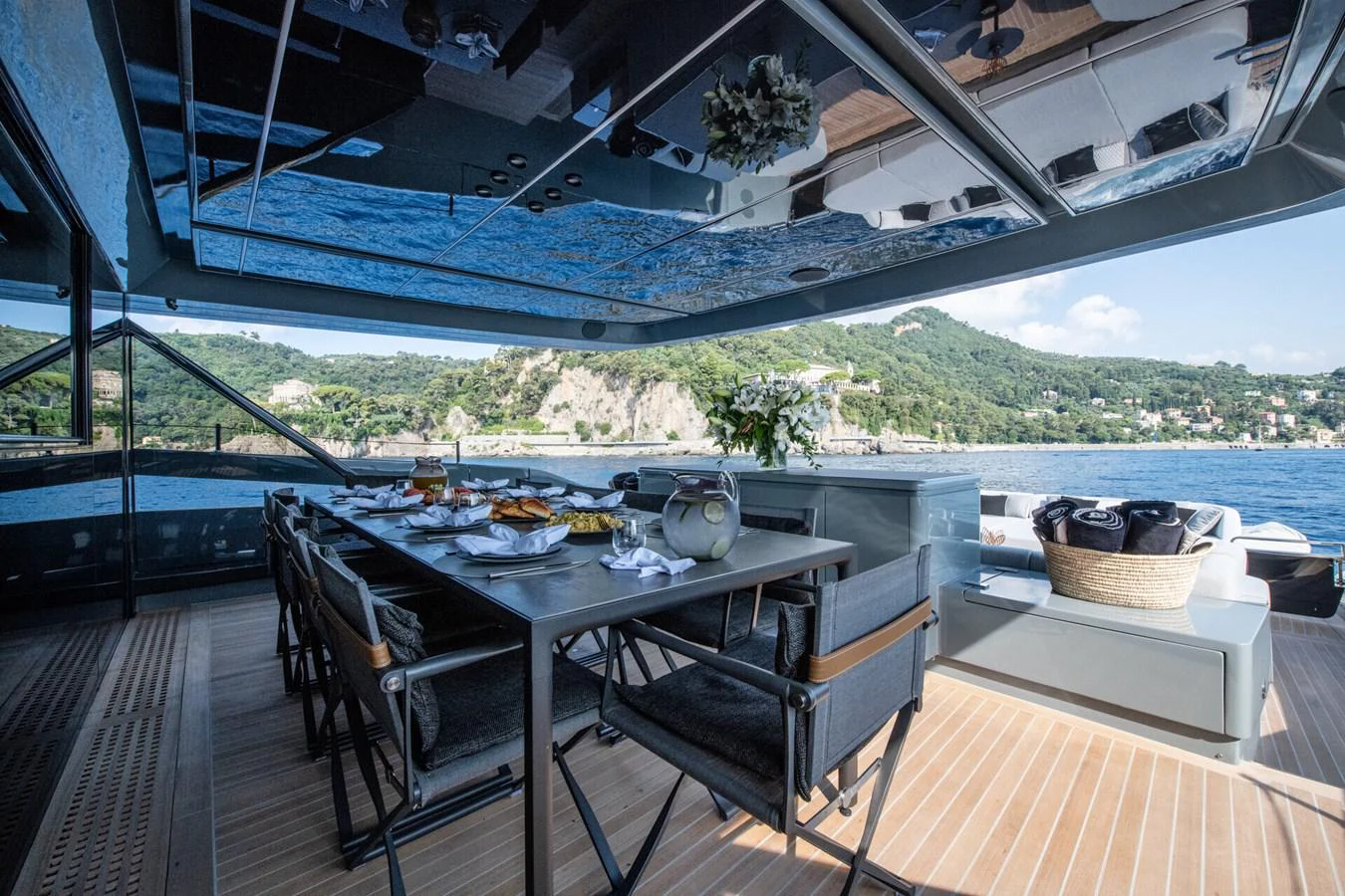 a table with food on it aboard MARTITA Yacht for Sale