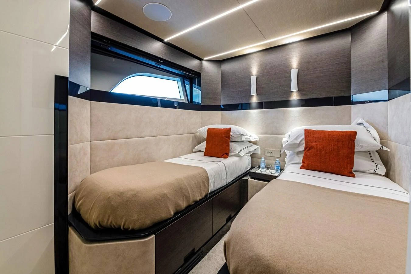 a couple of beds in a room aboard MARTITA Yacht for Sale