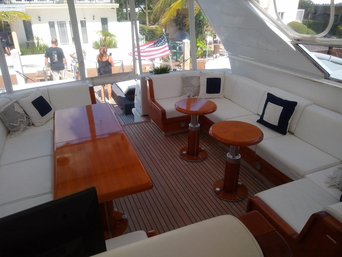 a room with chairs and a flag aboard ALCHEMIST Yacht for Sale