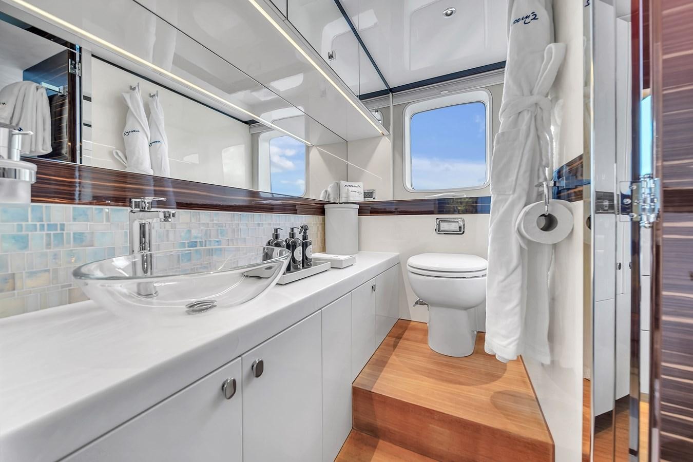 a bathroom with a sink and a toilet aboard MADDAMC2 Yacht for Sale