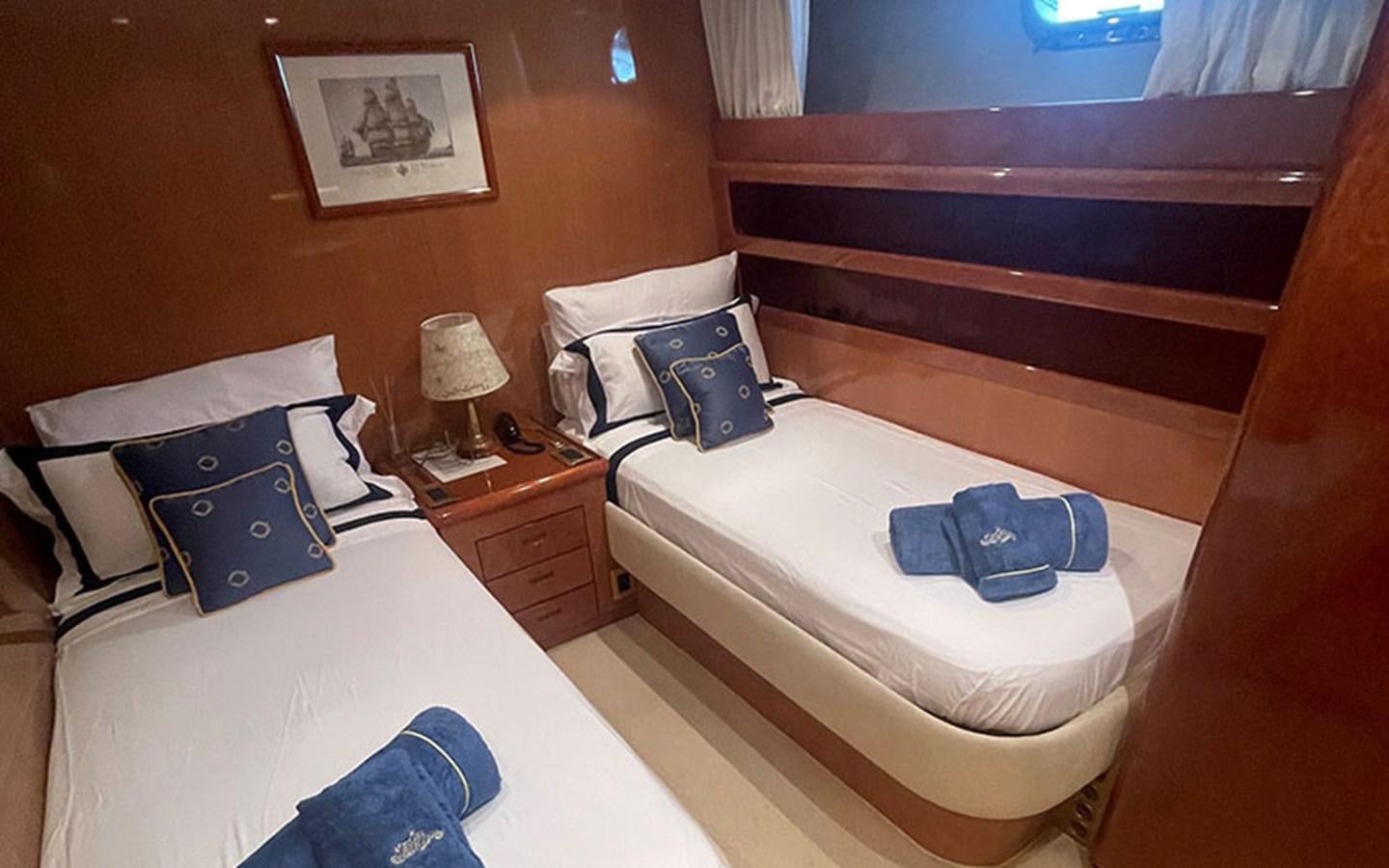 a couple of beds in a room aboard IT'S A DREAM Yacht for Sale