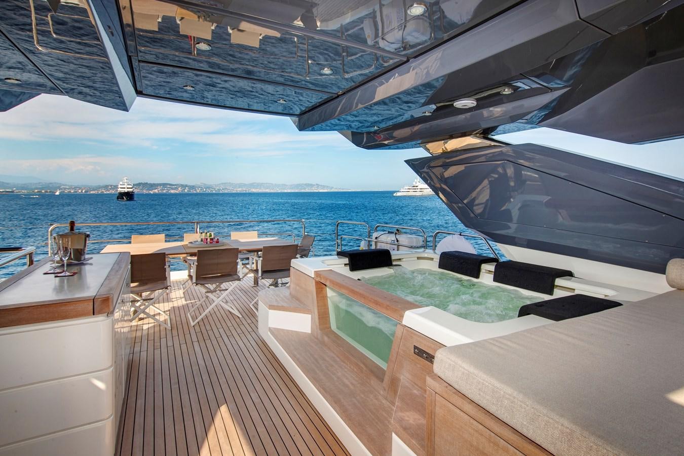 a deck with a view of the ocean and the deck aboard ESMERALDA OF THE SEAS Yacht for Sale