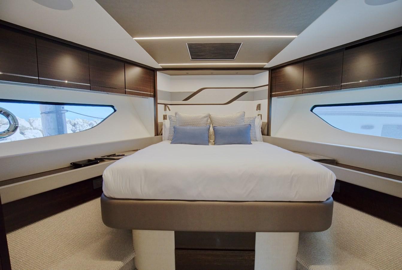 a bed in a room aboard HIDE OUT Yacht for Sale