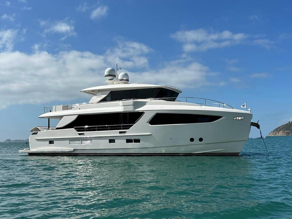 a white yacht in the water aboard BLACK SOIL Yacht for Sale