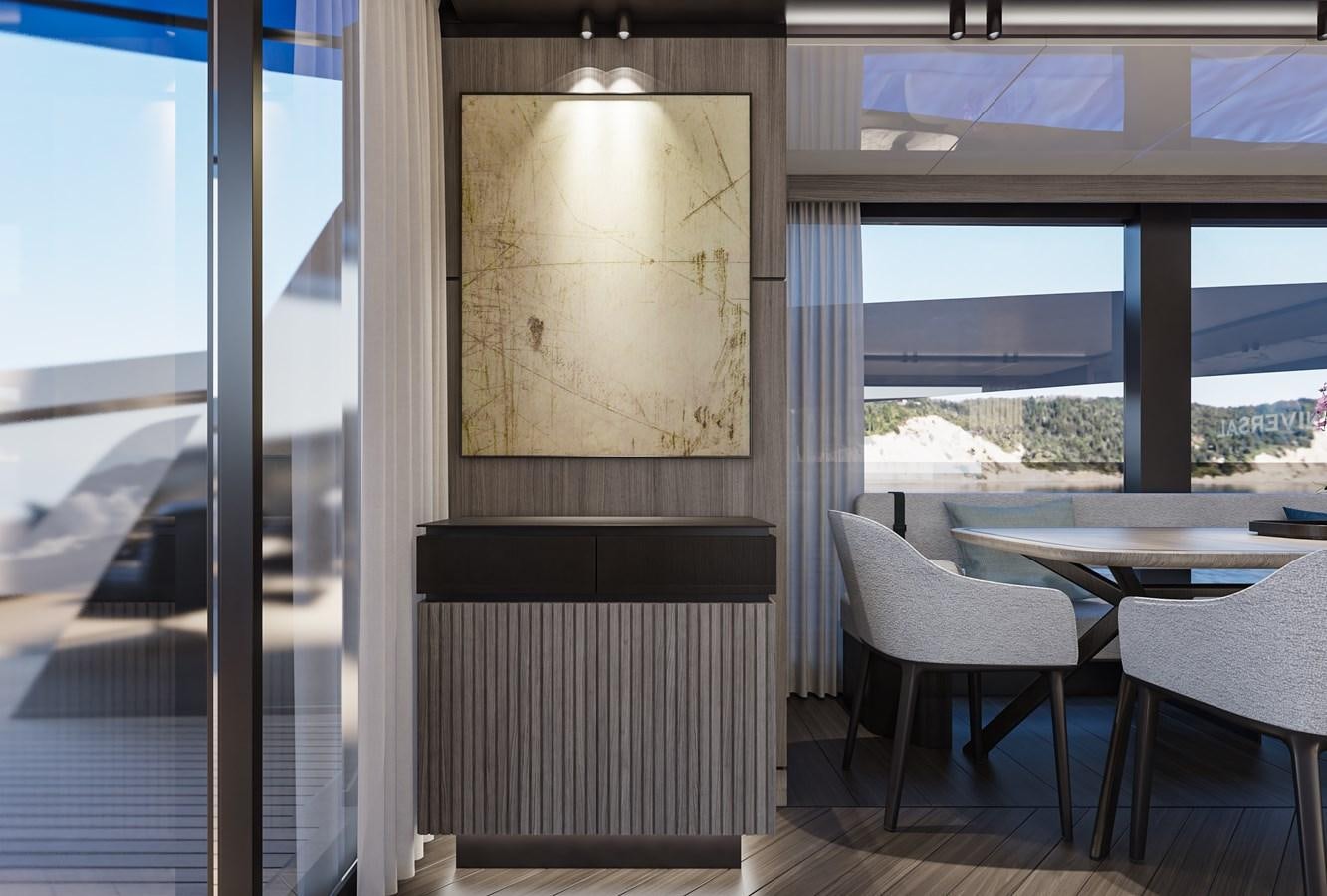 a room with a table and chairs aboard X90 FAST Yacht for Sale