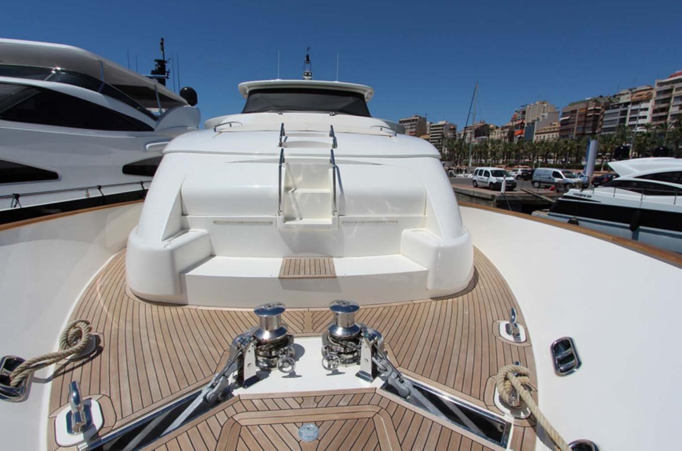 the front of a boat aboard ALL WE NEED FOR TODAY Yacht for Sale