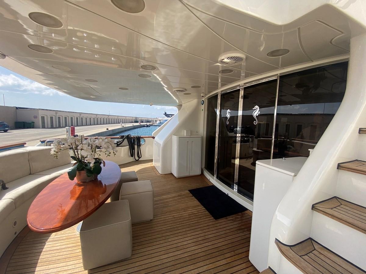 a room with a large glass wall aboard B-D Yacht for Sale