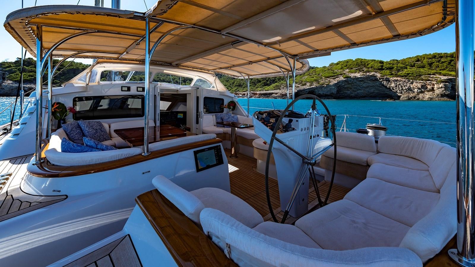 a boat on a deck aboard GOOD TIMES Yacht for Sale