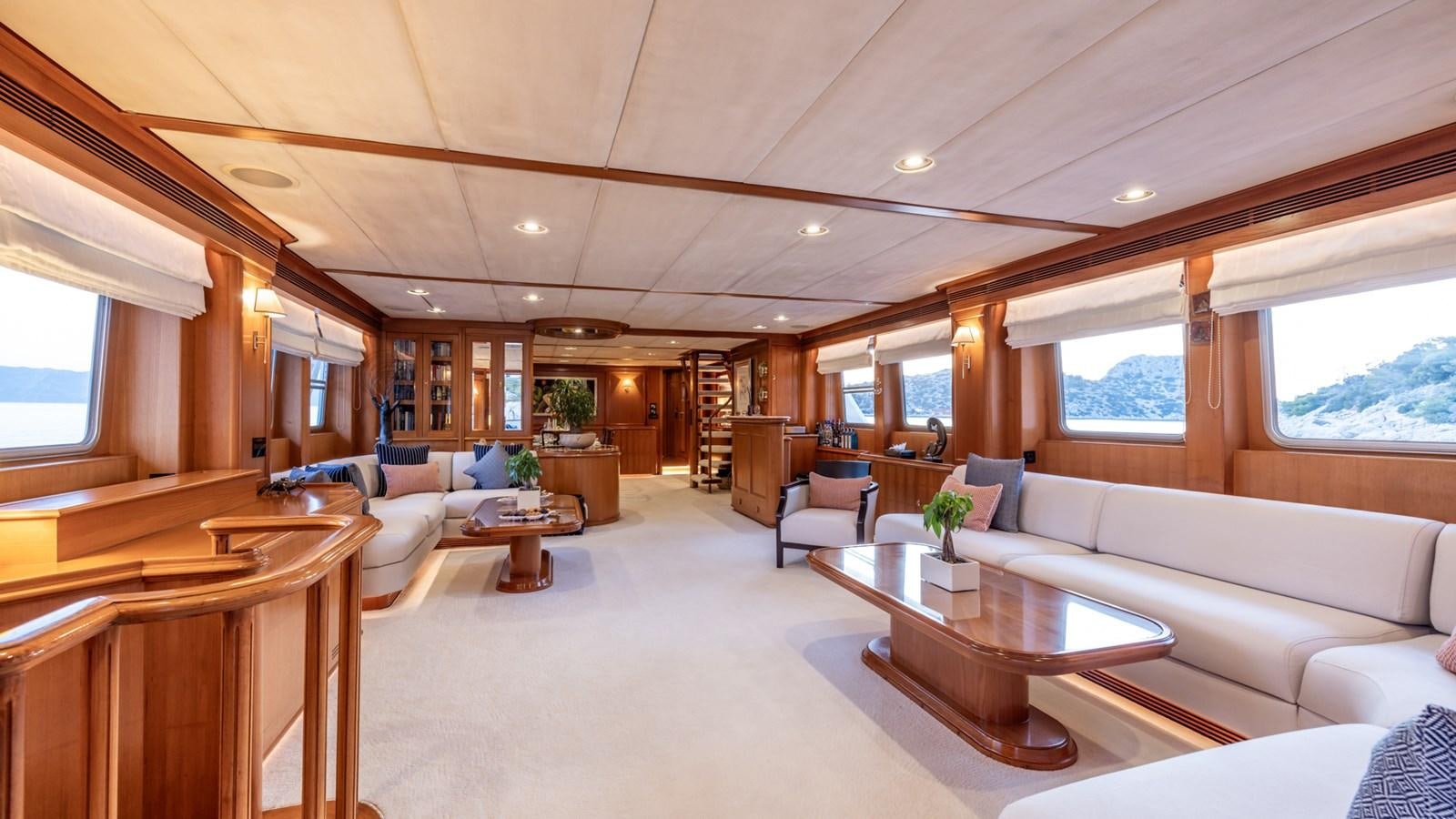 a living room with a large open window aboard SUNCOCO Yacht for Sale