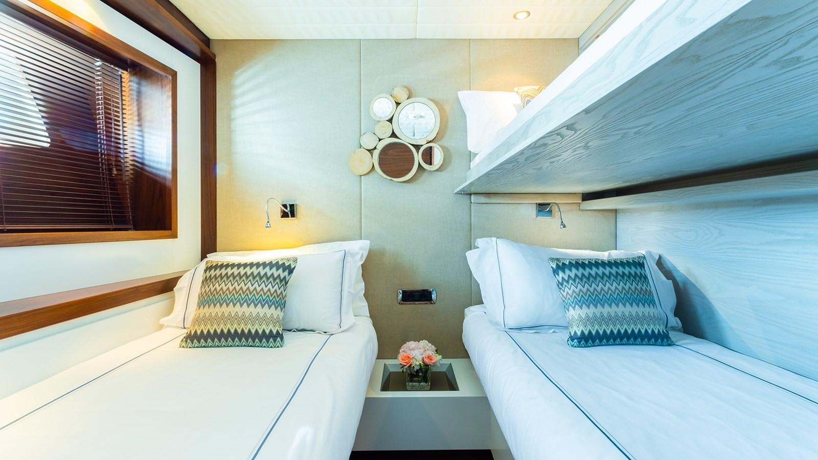 a couple of beds in a room aboard HEERLIJCKHEID Yacht for Sale