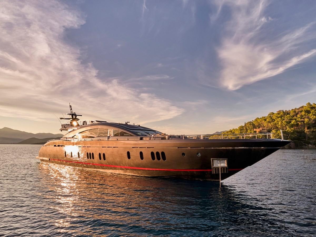 a large boat on the water aboard O'PATI Yacht for Sale