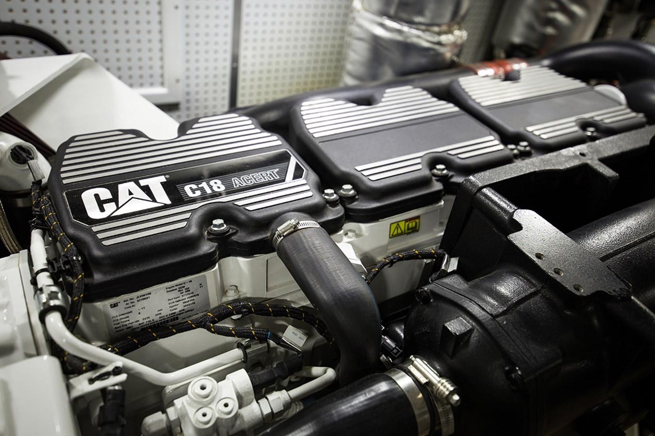 a black and white photo of a car engine aboard 44 NORTH Yacht for Sale