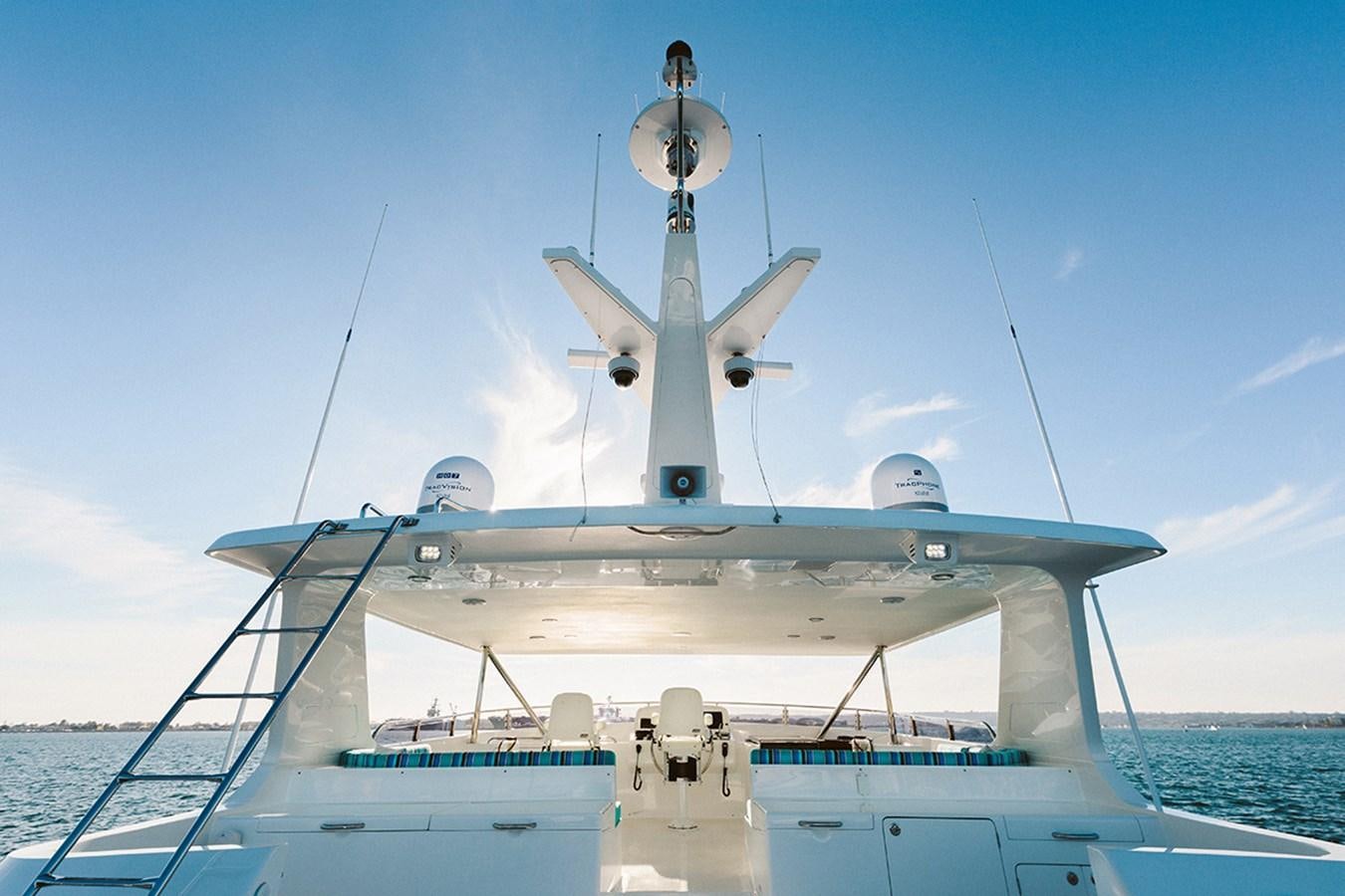 a white boat with satellite dishes on it aboard 44 NORTH Yacht for Sale