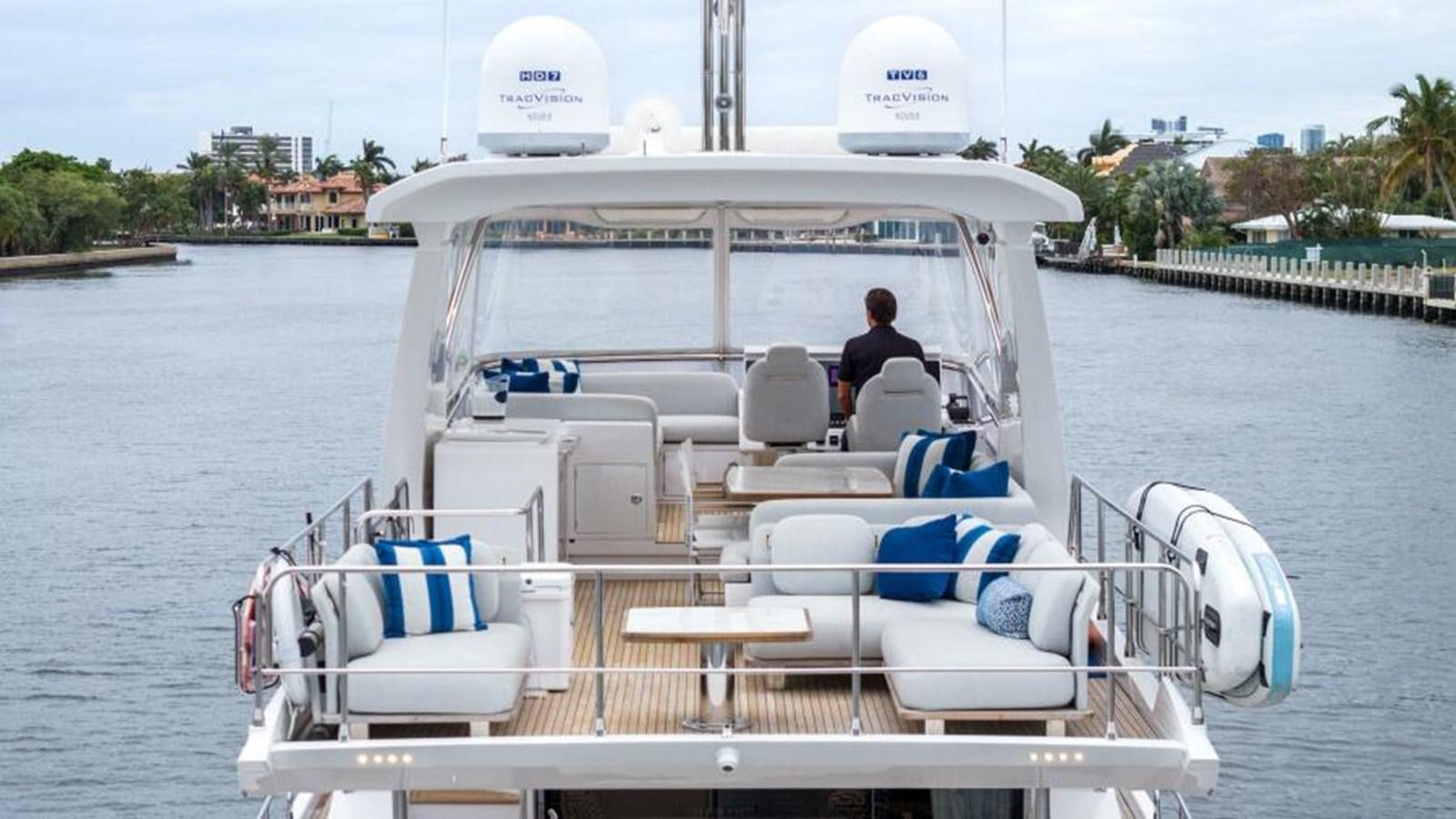 a boat with a person sitting on it aboard LIQUID ASSET Yacht for Sale