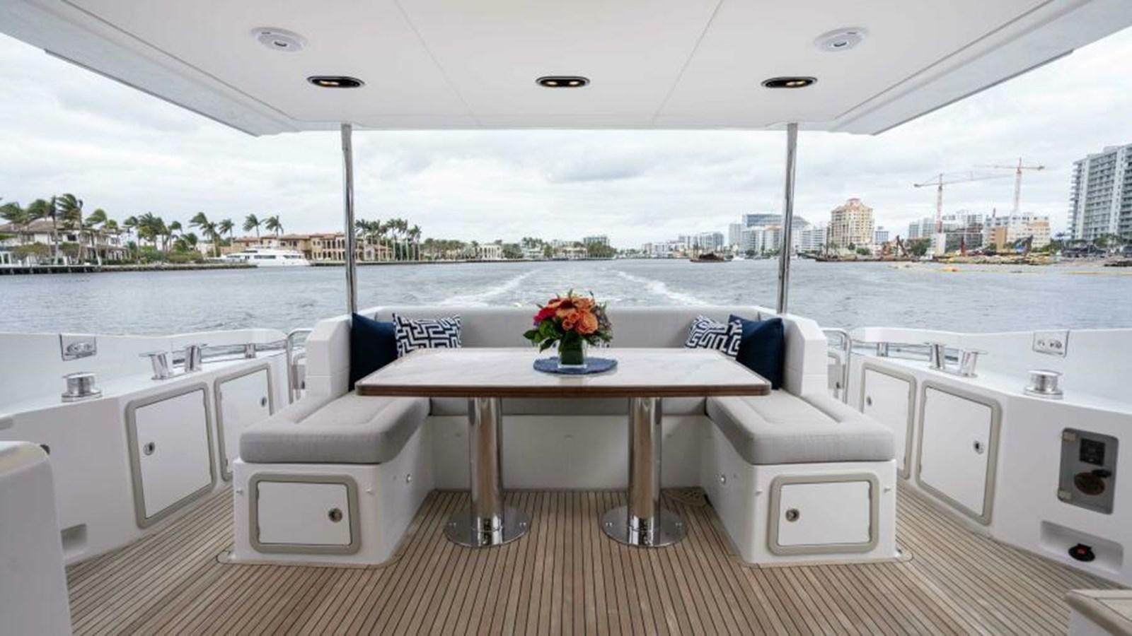 a room with a table chairs and a large body of water aboard LIQUID ASSET Yacht for Sale