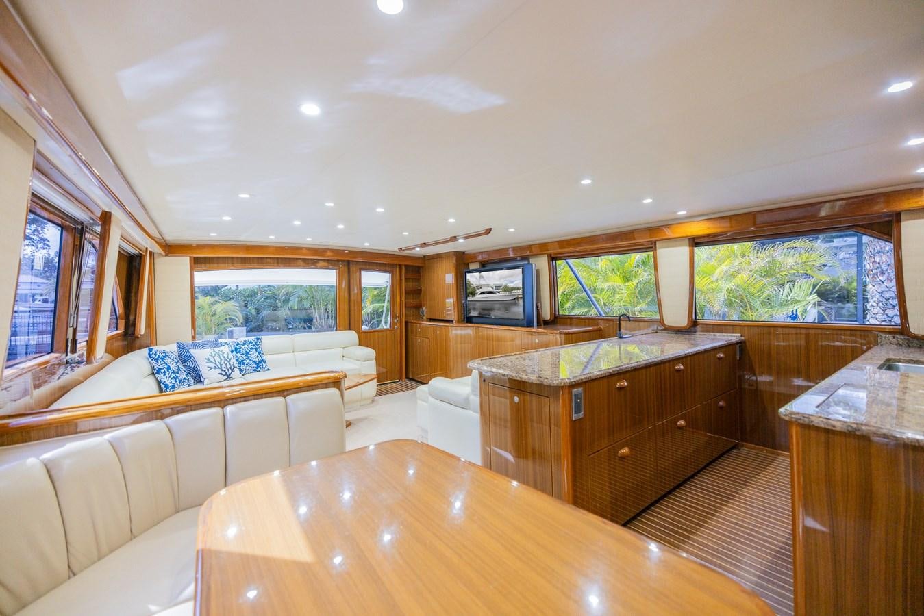 a large kitchen and living room aboard STABILIZED Yacht for Sale