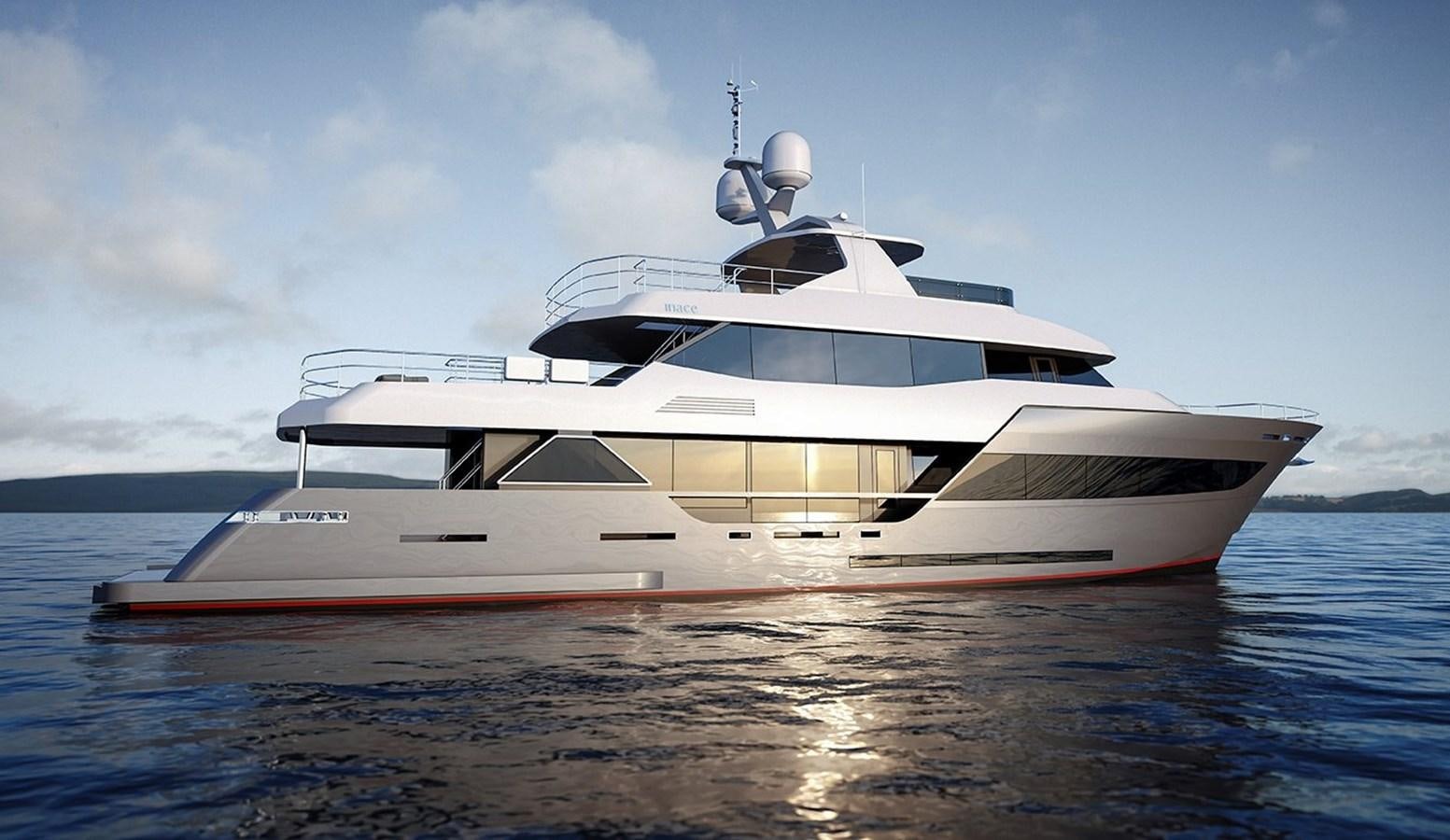 a white yacht on the water aboard 2024 INACE AVENTURA 106 Yacht for Sale