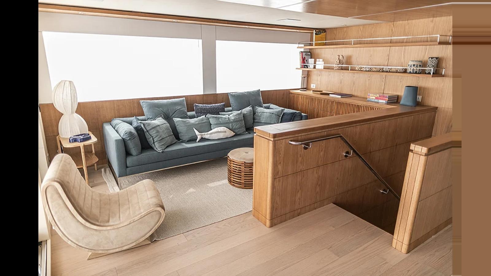 a living room with a piano aboard 2024 INACE EXPLORA 115 Yacht for Sale