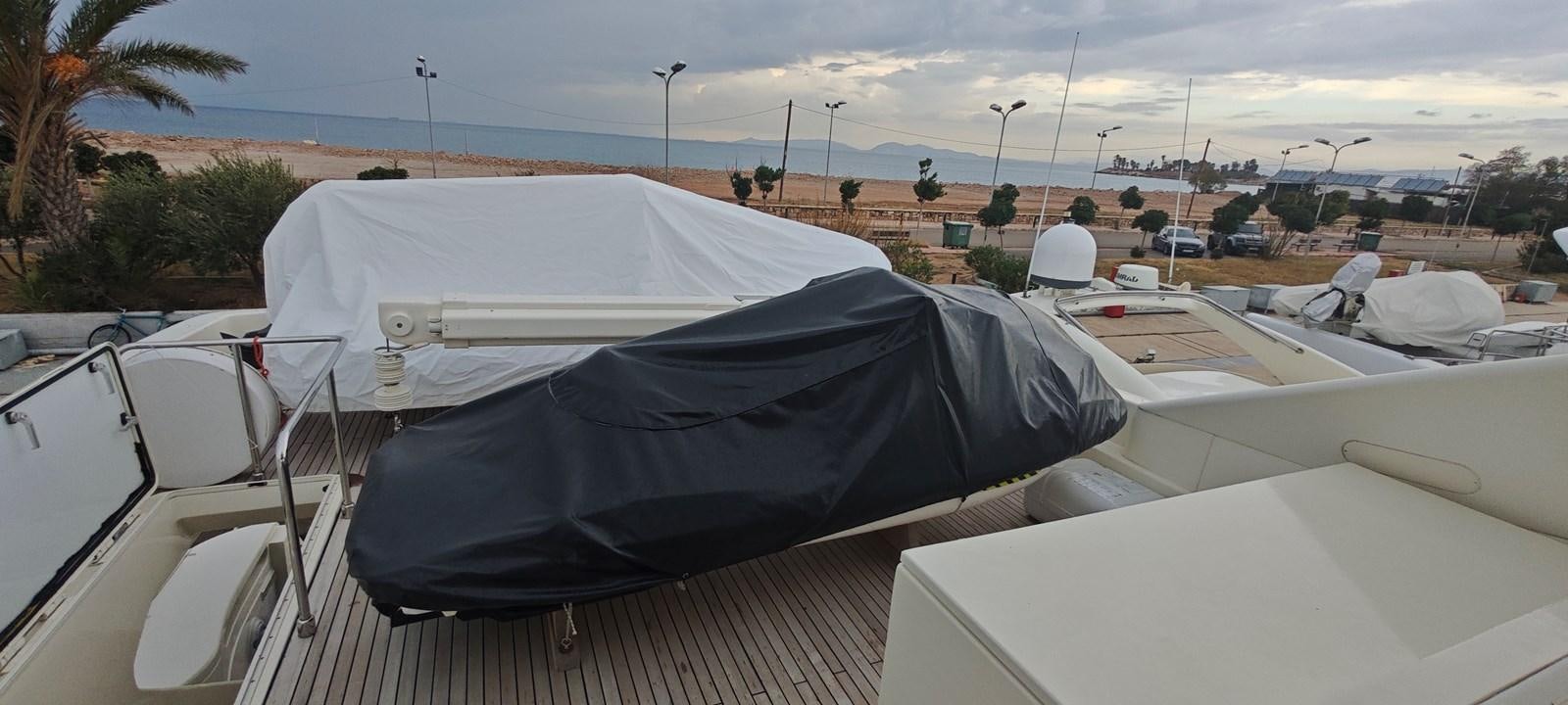 a white tent on a deck aboard MAYBE NOT Yacht for Sale