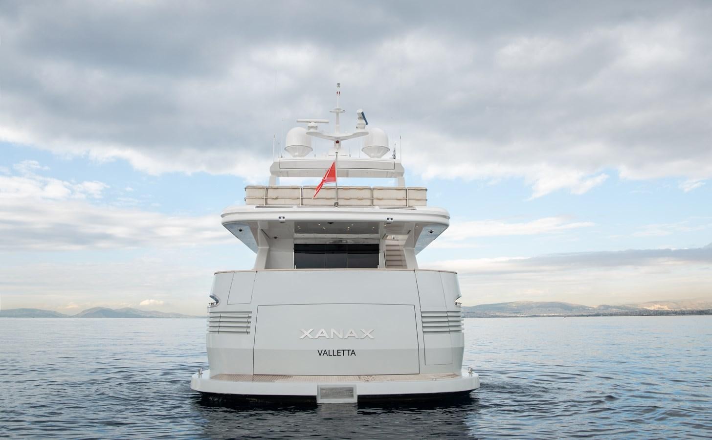 a white boat in the water aboard XANAX Yacht for Sale