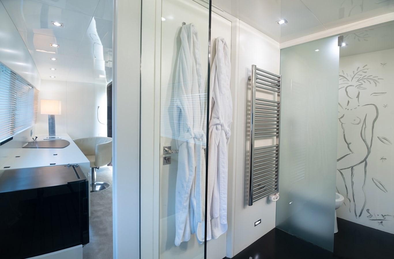 a bathroom with a sink and a mirror aboard XANAX Yacht for Sale