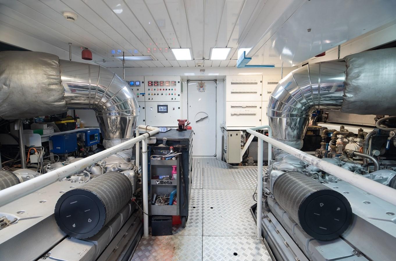 a room with machinery aboard XANAX Yacht for Sale