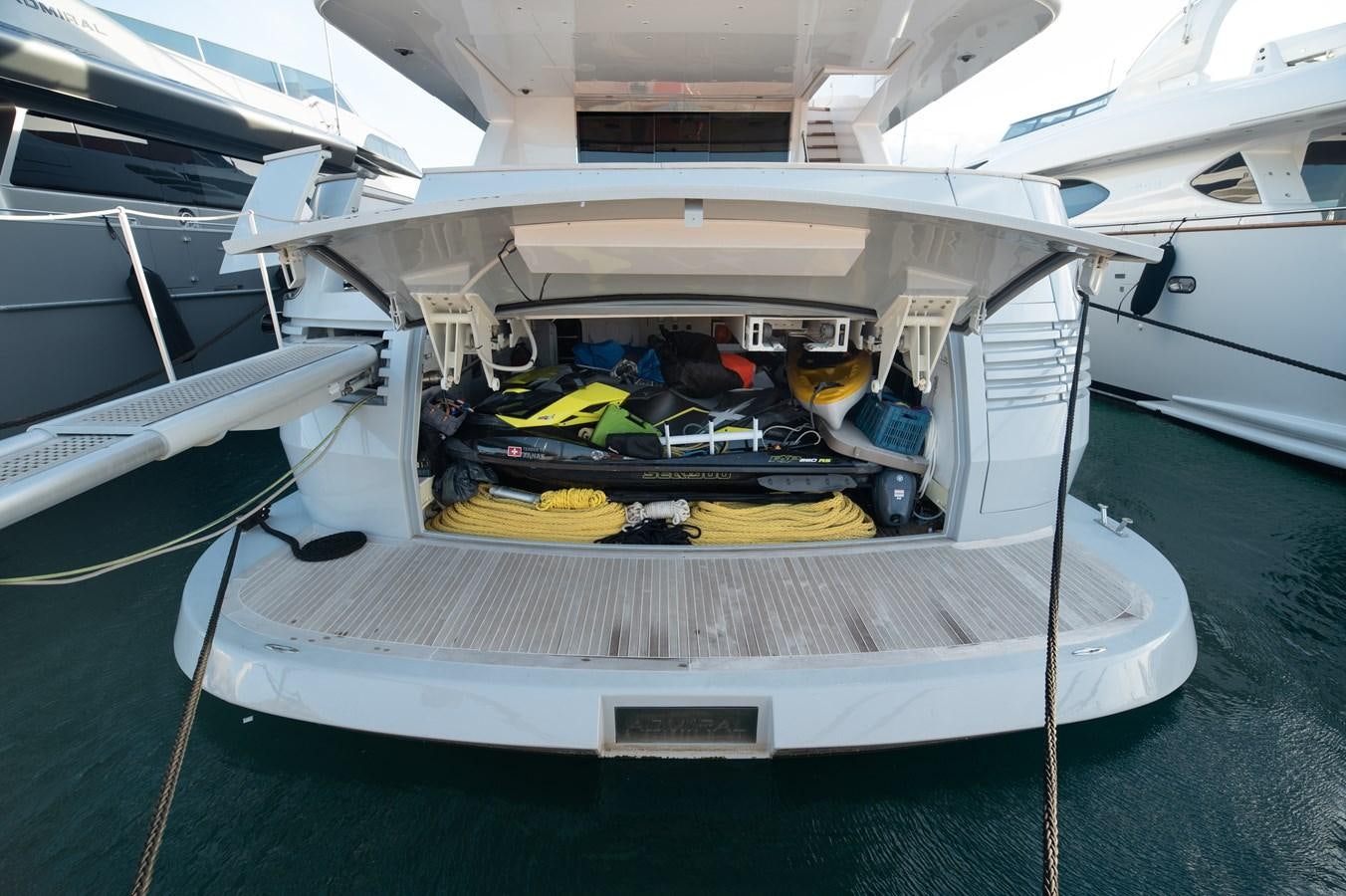 a boat with a large engine aboard XANAX Yacht for Sale